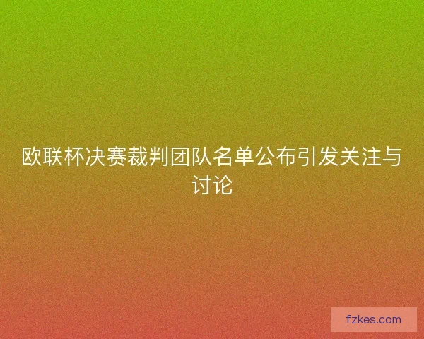 欧联杯决赛裁判团队名单公布引发关注与讨论